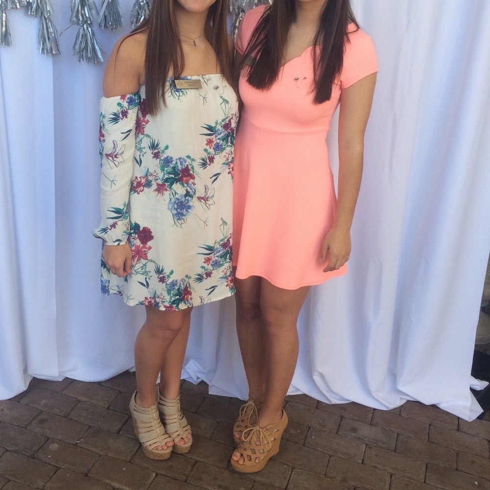 Bright coral skater dress